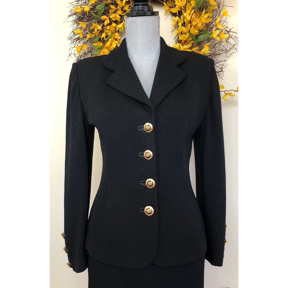 ST. JOHN BASICS SANTANA KNIT SKIRT JACKET SUIT - Picture 2 of 8
